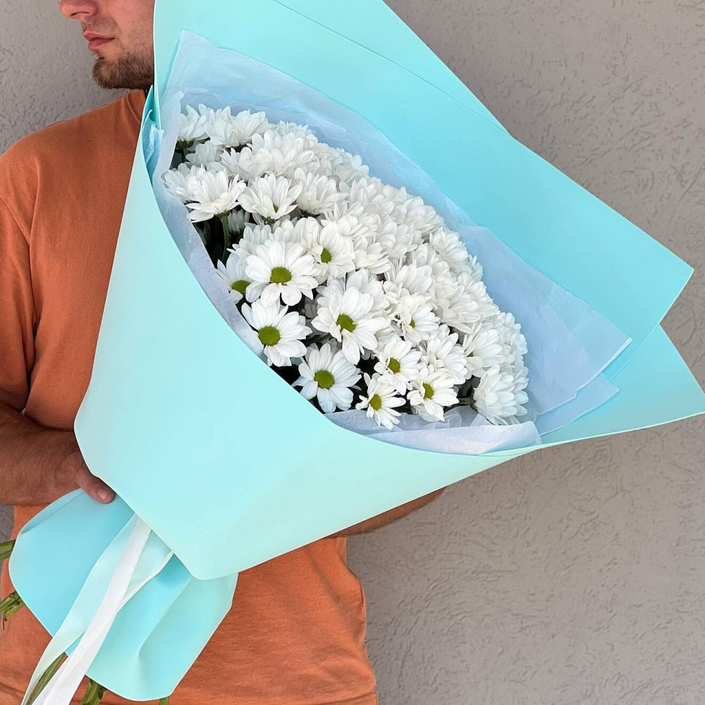 Букет цветов «15 белых хризантем» - фото 2
