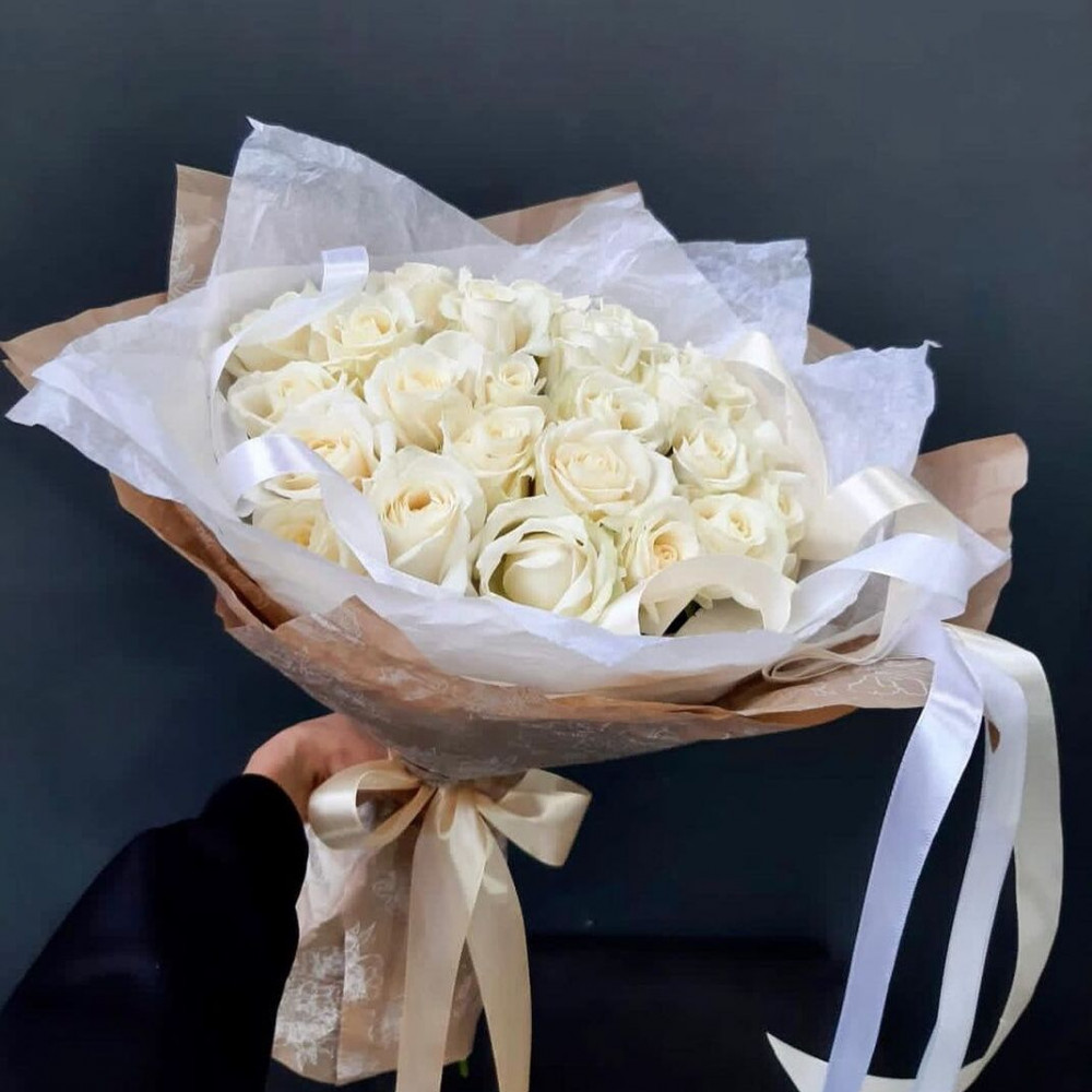 Букет цветов «25 белых роз» - фото 2