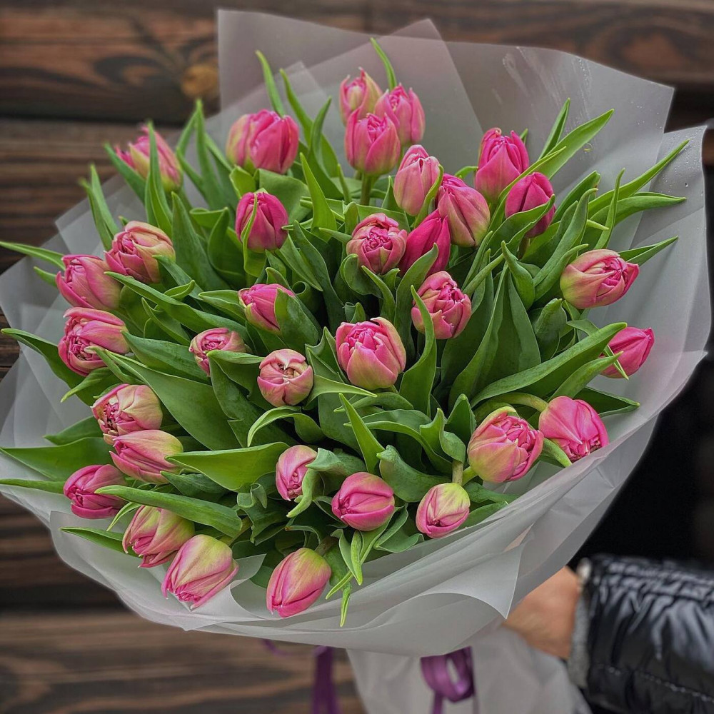 Букет цветов «Букет из розовых пионовидных тюльпанов»