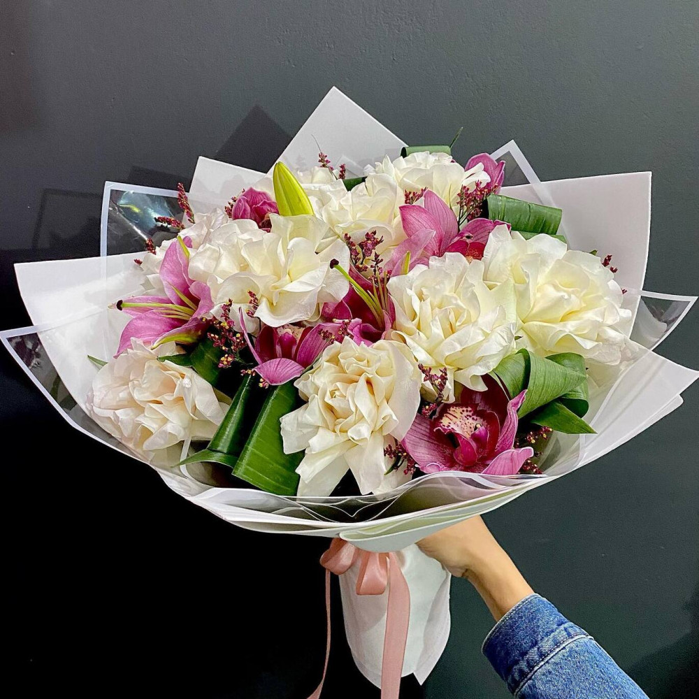 Букет цветов «Букет из лилий и орхидей»